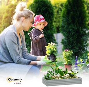 Outsunny Wysokie grządka ze stali, odporna na warunki pogodowe z krawędzią antypoślizgową