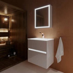 Szafka pod umywalkę NEO 60 cm biały połysk z oświetleniem LED KROFAM