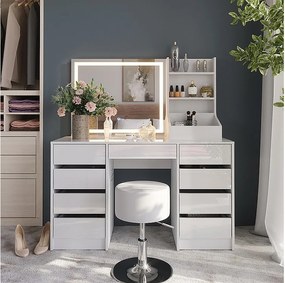 Stół do toalety biały/biały wysoki połysk 128.2x50.1x76 sherry