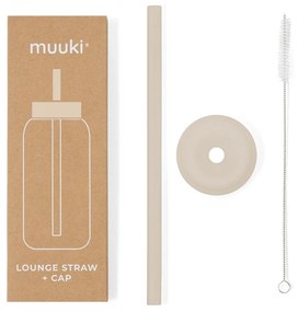 Silikonowa słomka z wieczkiem i szczoteczką w komplecie Summer Sand – Muuki