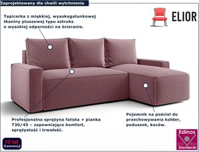 Różowy rozkładany narożnik w kształcie L P1-F68