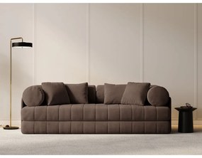 Brązowa aksamitna rozkładana sofa 206 cm Kemi – Cosmopolitan Design