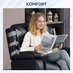 HOMCOM Fotel masujący, funkcja ogrzewania i leżenia, ekoskóra, do 150 kg, 97x92x104cm, Czarny | Aosom PL