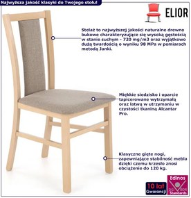 Tapicerowane krzesło drewniane dąb sonoma - Onder