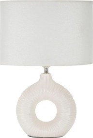 Biała lampa stołowa ceramiczna z tekstylnym kloszem (wysokość 43 cm) Seta – Mauro Ferretti