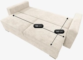 Sofa z Funkcją Spania DRAVOS Beżowa Sztruksowa Nowoczesna