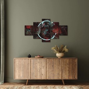 Obraz - Neonowe koło między palmami (125x70 cm)
