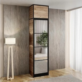 Szafa jednodrzwiowa z lustrem COSTA 1D DĄB CRAFT z nadstawką