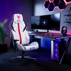 Fotel gamingowy z regulowanym zagłówkiem Nexon, biały