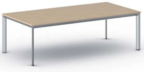 Stół konferencyjny do biura PRIMO INVITATION, 240x120 cm, szaro-srebrna podstawa, buk