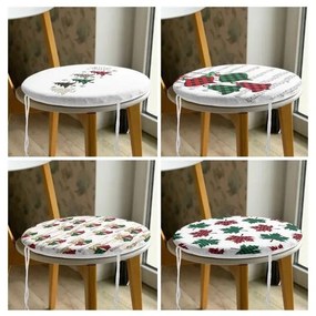 Poduszki na krzesła ze świątecznym motywem zestaw 4 szt. ø 40 cm Tartan – Mila Home