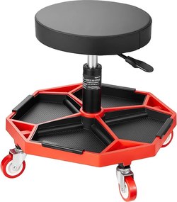 Stołek Warsztatowy, SucceBuy Mobilny Stołek Warsztatowy, Siedzisko dla Mechanika na Kółkach, Nośność 136 kg do Naprawy i Konserwacji Samochodów, Czarny i Czerwony