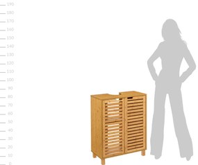Szafka pod umywalkę z bambusowymi drzwiami SICELA, 60 x 28 x 80 cm