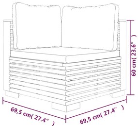 Sofa ogrodowa z drewna tekowego z szarymi poduszkami - Elira