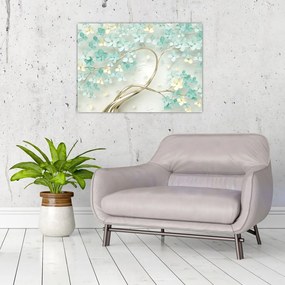 Obraz - Złote kwitnące drzewo (70x50 cm)