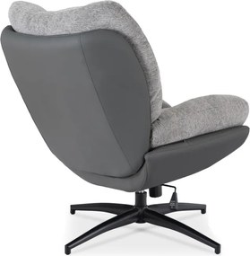 Fotel Wypoczynkowy Obrotowy FREMONT z Podnóżkiem Szary/Czarny Nowoczesny