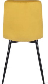 Krzesło Tapicerowane do Jadalni PERU Musztardowe Welurowe Nowoczesne Loft