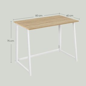 Zestaw do biura ZARIMO stół 80x40 cm, biały/dąb sonoma + krzesło AVOLA VELVET, jasnokremowe