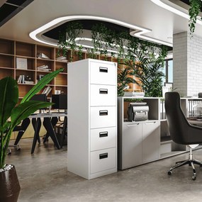 Metalowa szafa kartotekowa SARA V5, 460 x 1630 x 620 mm, biała