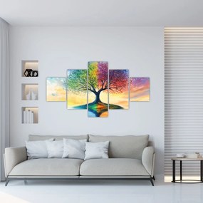 Obraz – Malowane drzewo czterech pór roku (125x70 cm)