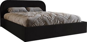 Łóżko z okrągłym zagłowiem 180x200 Dune, dwuosobowe do sypialni, pojemnik, stelaż drewniany - czarny
