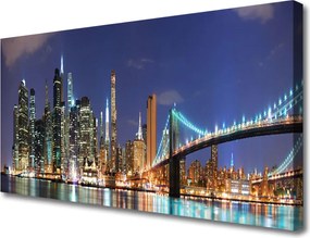 Obraz canvas na ścianę Wieczorne Światła nad Mostem