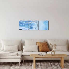 Obraz - Chłodne wodospady (z zegarem) (90x30 cm)