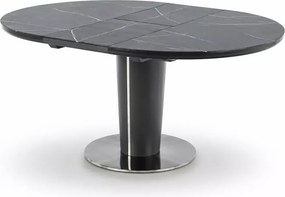 Stół rozkładany Ricard okrągły 120–160 cm MDF lakierowany szkło marmur szary glamour nowoczesny stół do jadalni salonu