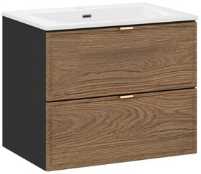 Szafka pod umywalkę TALIA CASELLA 2S 60cm dąb casella/czarny mat COMAD