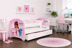 Łóżko dziecięce Dafin II z szufladą 80x140-80x190 MDF barierka stelaż Flex