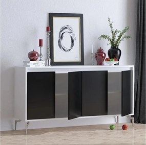 Komoda – 140 cm x 94 cm x 40 cm – Czarno-biała – Płyta wiórowa