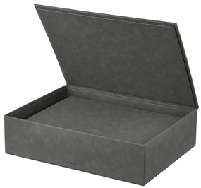 Antracytowe pojemniki zestaw 2 szt. z pokrywką/dekoracyjne ze sztucznej skóry 40x30x11 cm Sahla – Blomus
