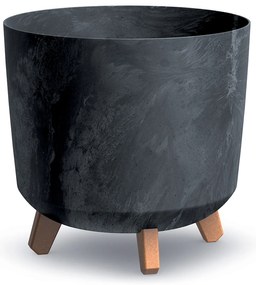 Donica ogrodowa okrągła Gracia Tubus Beton Effect 30 cm antracyt PROSPERPLAST