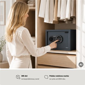 Mały sejf domowy, elektroniczny zamek na kod, na pieniądze i dokumenty, 350x250x250 mm: DORIAN