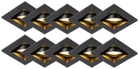 Zestaw 10 inteligentnych wpuszczanych reflektorów czarnych w tym Wifi GU10 - Qure