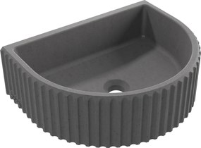 Umywalka betonowa podwieszana / nablatowa półokrągła bez otworu na baterię 45 x 36 cm MUSLIN | różne kolory : Kolor - Popielaty, Typ montażu - nablatowa