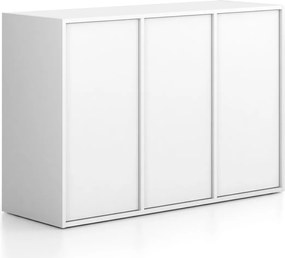 Szafa biurowa FRAME, niska, 3 drzwi, 1299 x 450 x 881 mm, PUSH-lock, biały