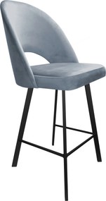 Hoker POLO krzesło barowe tkanina Welur podstawa metalowa hoker do kuchni : Kolor nogi - Czarna profil, Kolor tkaniny - VELVET - BL06, Typ siedziska - Siedzisko stałe