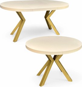 Stół okrągły KASZMIR rozkładany Ø100/200 cm NOGI METAL X ZŁOTE