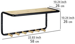 Czaro-naturalny metalowy wieszak ścienny z półką Loft – Wenko