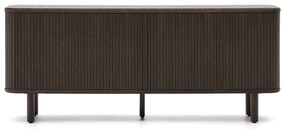 Ciemnobrązowa niska komoda w dekorze jesionu z drzwiami przesuwnymi 180x75 cm Mailen – Kave Home