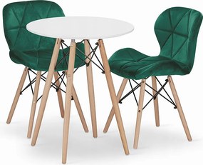 Zestaw stołowy Valora KOVA 60, biały, okrągły, nowoczesny design do jadalni x2