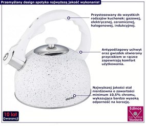 Biały elegancki czajnik z powłoką marmurową 2,6L Z2-A61