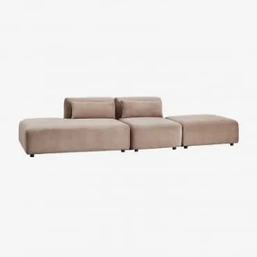 Sofa Modułowy 2-częściowy Z Lewym Szezlongiem I Pufem Fogler Sztruks Brąz Karmelowy - Sklum