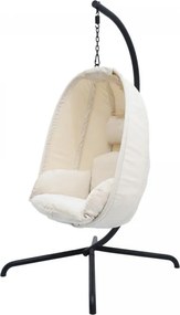 MIADOMODO fotel bujany wiszący beżowy, nośność 160 kg