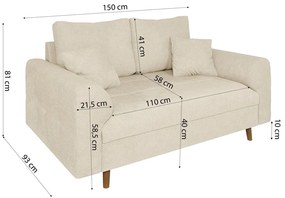 Beżowa sofa 150 cm Ariella – Ropez