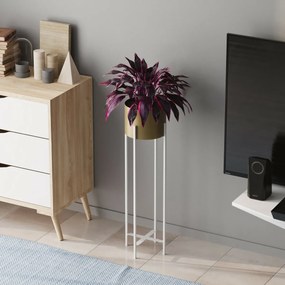 Metalowy stojak na kwiaty GED-025-C Loft, biały/złoty
