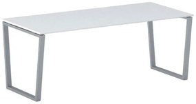 Biurko PRIMO IMPRESS, 200x90 cm, szaro-srebrna podstawa, biały