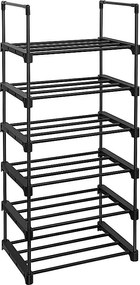 Półka na buty Valora czarna metalowa 6 poziomów loft nowoczesna trwała