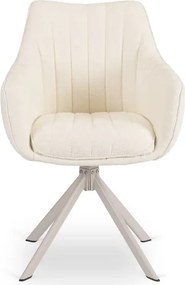 Zestaw Stół Rozkładany VERONA 160-240 cm Biały Marmur/Kaszmir i 4 Krzesła BAJA Kremowe Boucle